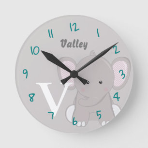 Horloge ronde grise personnalisée pour bébé