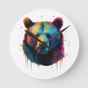 Horloge Ronde Grizzly Oear Amateurs Pop Art Big Grizzly Ours
