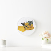 Horloge Ronde Gros bulldozer de construction sur pistes (Maison)