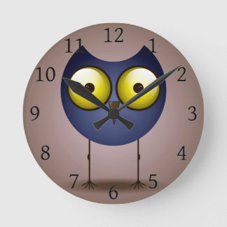 Horloge Ronde Grosse chouette bleue