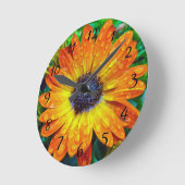 Horloge Ronde Grosse floraison dorée (Angle)