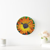 Horloge Ronde Grosse floraison dorée (Maison)