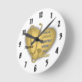 Horloge Ronde Grosse infirmière au coeur jaune (Angle)