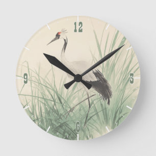 Horloge Ronde Grue Chinoise Chinoiserie Decoupage