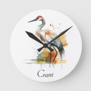 Horloge Ronde Grue errante, personnalisé