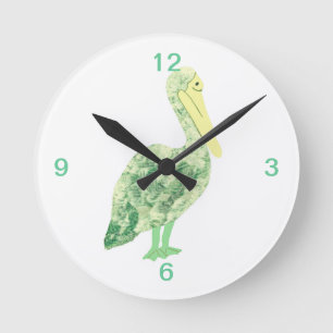 Horloge Ronde Grue Tropicale-Ecru