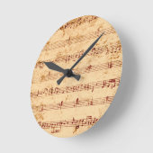 Horloge Ronde Grunge piano notes music sheet (Angle)
