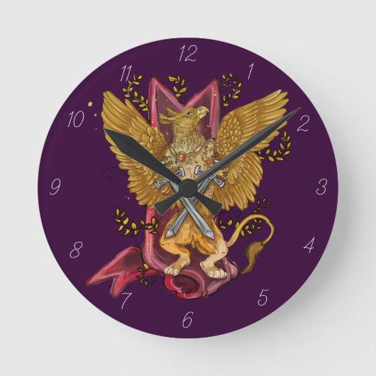 Horloge Ronde Gryphon mystique avec des épées (Recto)