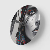 Horloge Ronde Guerrier tribal (Angle)