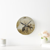 Horloge Ronde Guerriers vintages de Natif américain d'Indiens à (Maison)