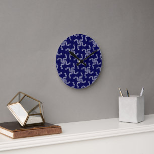 Horloge Ronde Guirlande de Noël Bleue, Décoration de Noël, Xmas