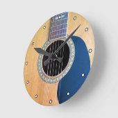 Horloge Ronde Guitare acoustique avec points (Angle)