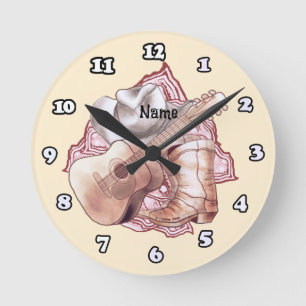 Horloge Ronde Guitare Country