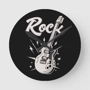 Horloge Ronde Guitare électrique avec mot rock