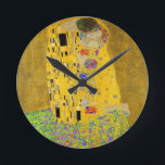 Horloge Ronde Gustav Klimt Le Baiser<br><div class="desc">Le Baiser peint par Gustav Klimt.</div>