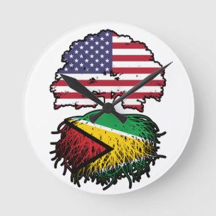 Horloge Ronde Guyane Guyane Américaine Etats-Unis Drapeau des ra