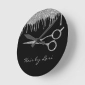 Horloge Ronde Hair Stylist Drips Glitter Look Scissors  (Angle)