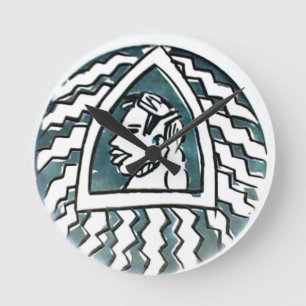 Horloge Ronde Hakuna Matata Style Triangle Bleu.png