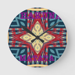 Horloge Ronde Hakuna Matata Texte Hope Art Abstrait Design d'imp