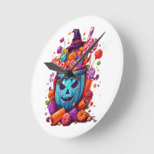 Horloge Ronde Halloween drôle (Angle)