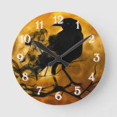 Horloge Ronde Halloween éffrayant noir corbeau (Recto)