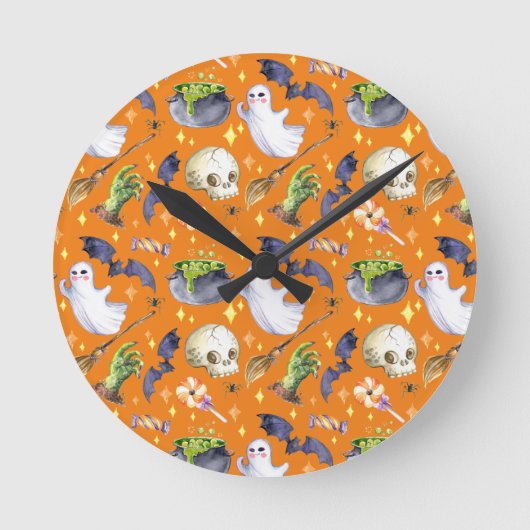 Horloge Ronde Halloween est une illustration avec Pumkin, ghost (Recto)