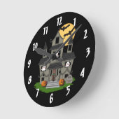 Horloge Ronde Halloween Haunted House   (Angle)