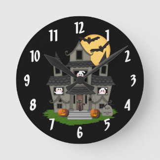 Horloge Ronde Halloween Haunted House  