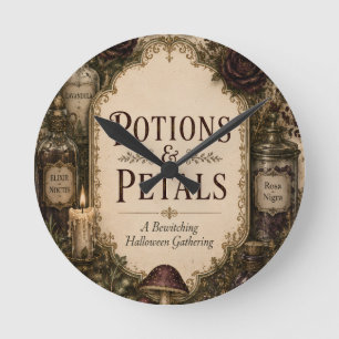 Horloge Ronde Halloween inspiré de l'Europe, lierre et or antiqu
