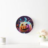Horloge Ronde Halloween Jack O’Lantern Neon Pop Art (Maison)
