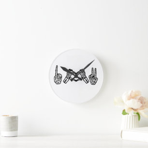 Horloge Ronde Halloween Langue des signes main I Coeur Paix