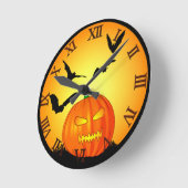 Horloge Ronde Halloween Lune Jack-O-Lantern (Angle)