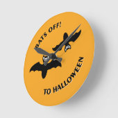Horloge Ronde Halloween manie la batte l'orange (Angle)