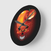 Horloge Ronde Halloween Skull and Pumpkin (Angle)