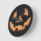 Horloge Ronde Halloween - visage de citrouille (Angle)