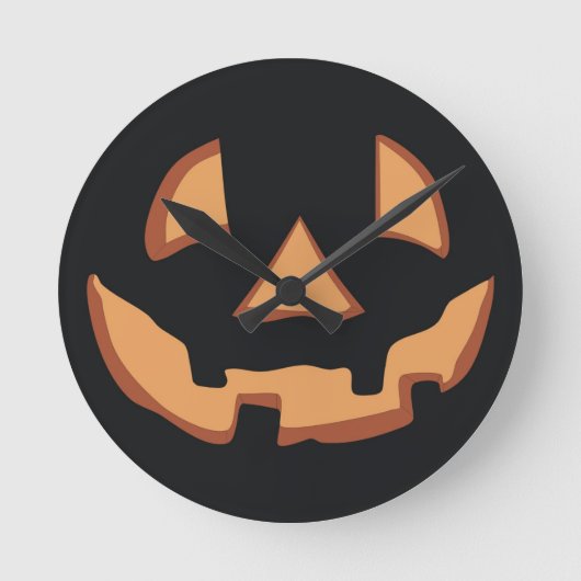 Horloge Ronde Halloween - visage de citrouille (Recto)