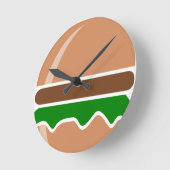 Horloge Ronde Hamburger restauration rapide un sandwich (Angle)