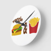 Horloge Ronde Hamburger végétarien et fritures (Angle)