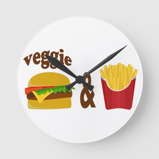 Horloge Ronde Hamburger végétarien et fritures (Recto)