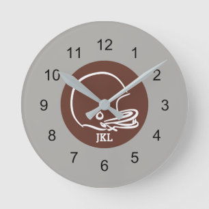 Horloge Ronde Hanche murale du casque de football Brown