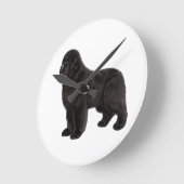 Horloge Ronde Hand Drawn Newfoundland Dog Artwork (Angle)