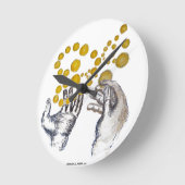 Horloge Ronde Hands Outstretched with Golden Globes Artist Clock (Angle)