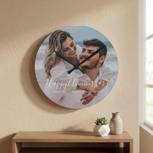 Horloge Ronde Happy Anniversary Wedding Acrylic Wall Clock