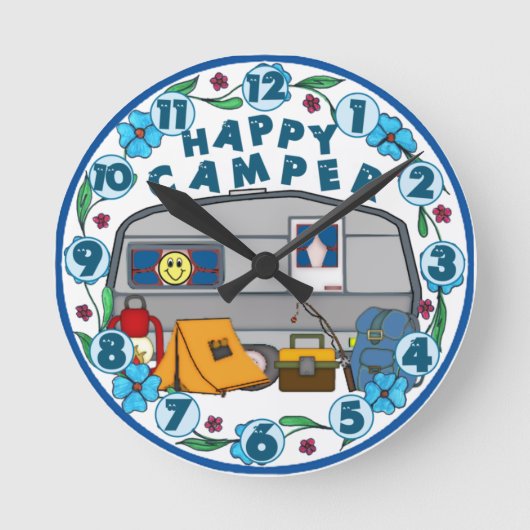 Horloge Ronde Happy Camper Wall Clock (Recto)