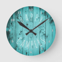 Happy Campers Turquoise Wood Retirement RV Camping