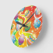 Horloge Ronde Happy Easter Eggs Festive Pattern (Angle)