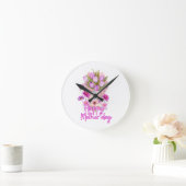 Horloge Ronde Happy Mother day Flower bouquet (Maison)