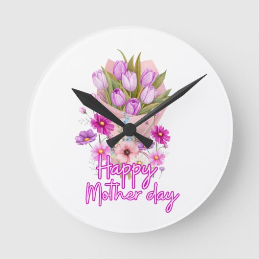 Horloge Ronde Happy Mother day Flower bouquet (Recto)
