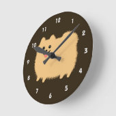 Horloge Ronde Happy Pomeranian (Angle)
