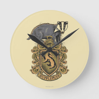 Horloge Ronde Harry Potter | Cimier de Hufflepuff avec Badger